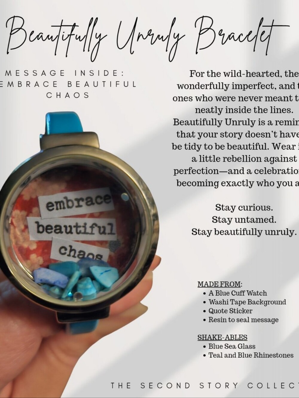 Blue Cuff Fashion Watch Bracelet - Embrace Beautiful Chaos